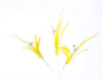 Flutterz Feather Pick with rhinestone - Yellow (Pack of 3)