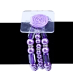 Geo bracelet, 3 rows of violet beads- Flower Bracelet, Wristlet