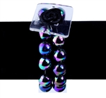 Luminous bracelet, 2 rows of blackberry iridescent beads- Flower Bracelet, Wristlet