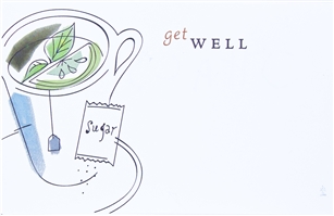 "Get Well" Tea Cup, Sympathy Enclosure Cards (pack of 50)