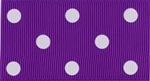 Ribbon #9 Grosgrain Purple With White Dots 20Yd