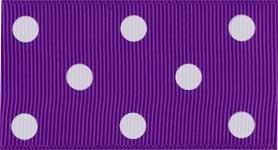 Ribbon #9 Grosgrain Purple With White Dots 20Yd