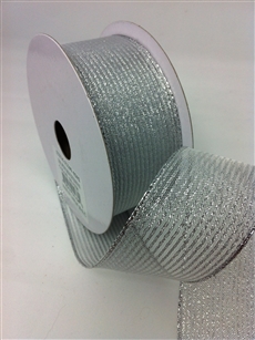 Ribbon #9 Sheer Stripe Expression Silver 10Yd