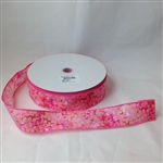 Ribbon #9 Floral Spring Pink Wire Edge 1313V 50Y