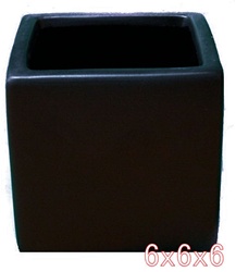 Ceramic Cube Vase 6x6x6 - Black