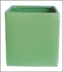 Ceramic Cube Vase 6x6x6 - Green