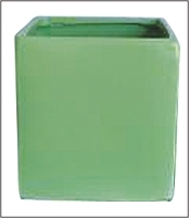 Ceramic Cube Vase 6x6x6 - Green