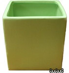 Ceramic Cube Vase 8x8x8 - Green