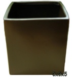 Ceramic Cube Vase 5x5x5 - Brown