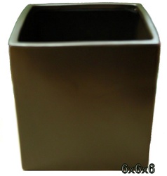 Ceramic Cube Vase 6x6x6 - Brown
