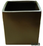 Ceramic Cube Vase 8x8x8 - Brown
