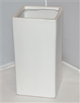 Ceramic Rectangle Vase 4"X 4"OPEN, 10"HIGH - White