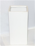 Ceramic Rectangle Vase 5"X 5"OPEN, 14"HIGH - White