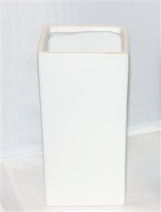 Ceramic Rectangle Vase 5"X 5"OPEN, 14"HIGH - White