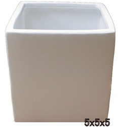 Ceramic Cube Vase 5x5x5 - White