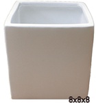 Ceramic Cube Vase 8x8x8 - White