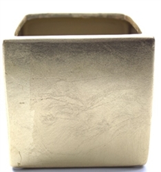 Ceramic Cube Vase 5x5x5 - Matte Gold