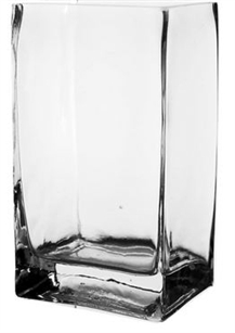 Square Glass Vase 4x6x8"h