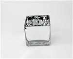 Cube Glass Vase 4x4x4, High Gloss, Silver Mirror Finish