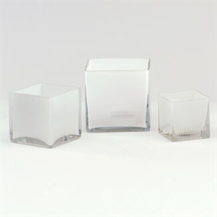 Cube Glass Vase 4x4x4 - White