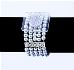 Simple Elegance Bracelet, 5 rows of sterling beads- Flower Bracelet, Wristlet