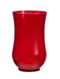 9" Hurricane Vase, Translucent Red, 4/case