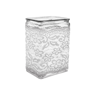 4" x 3" x 6" Rectangle Vase, Vintage Lace,  Pack Size: 12