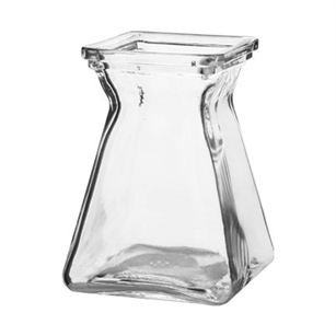 5" Gathered Square Vase, Crystal,  Pack Size: 18