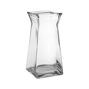 8 1/4" Gathered Square Vase, Crystal,  Pack Size: 12