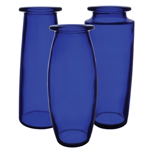 9" Trio Bouquet Vase Asst., Cobalt,  Pack Size: 12