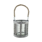 4.5" Wire Lantern w/3x4 Glass, Whitewash,  Pack Size: 12