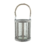 6.5" Wire Lantern w/4x6 Glass, Whitewash,  Pack Size: 8