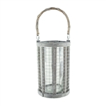 8.63" Wire Lantern w/4x8 Glass, Whitewash,  Pack Size: 6