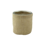 4" Round Burlap w/Glass, Natural Burlap,  Pack Size: 12