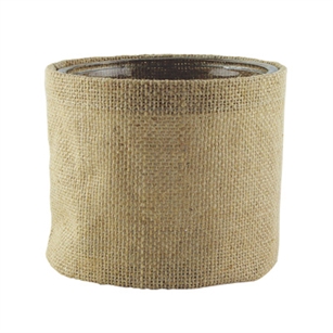 5" Round Burlap w/Glass, Natural Burlap,  Pack Size: 12