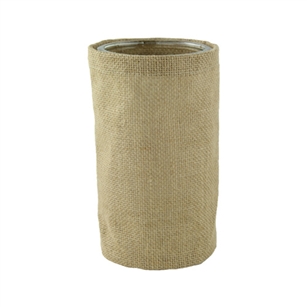 6 1/4" Round Burlap w/Glass, Natural Burlap,  Pack Size: 12