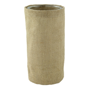 8 1/4" Round Burlap w/Glass, Natural Burlap,  Pack Size: 12