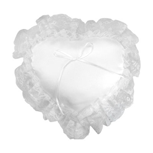 Heart Pillow, White Lace w/ Green Pkg,  Pack Size: 12