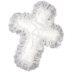 Cross Pillow, White Lace w/ Green Pkg,  Pack Size: 12