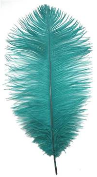 Ostrich Drabs 14-16" Dyed Teal - Per 1/2 lb