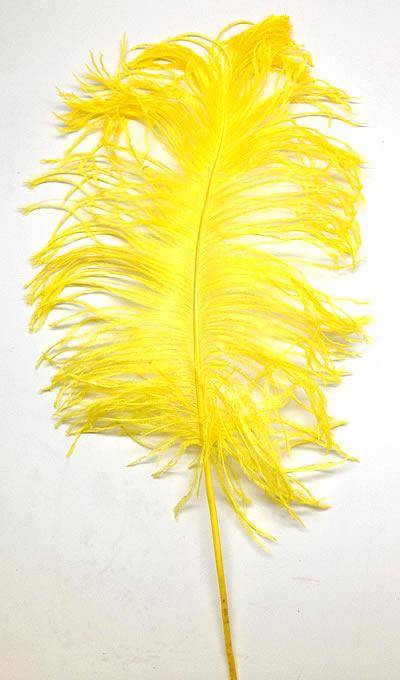 Ostrich Tail Feathers 14-17" Dyed Yellow - Per 1/2 lb