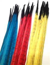 Ringneck Pheasant Tail Feathers 22-24" Dyed Red w/Black Tips - Each