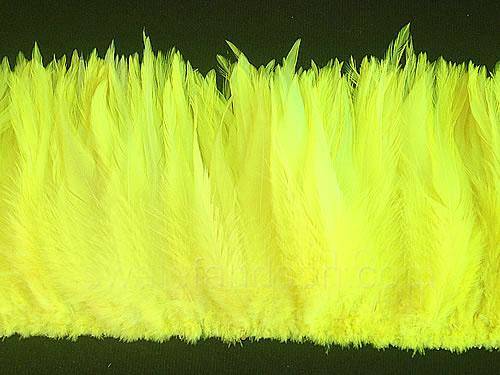 Strung Rooster Saddles 6-7" Dyed Fluorescent Yellow - Per 1/2 lb