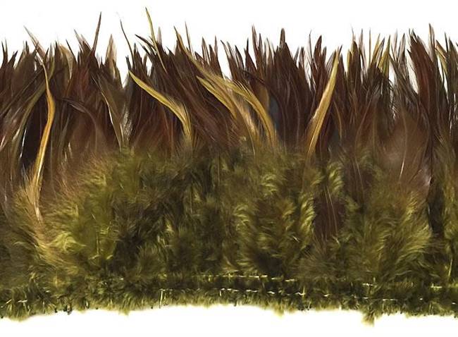 Strung Rooster Saddles 6-7" Dyed Olive Over Natural Red Per 1/2 lb