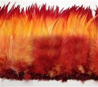 Strung Rooster Saddles 6-7" Dyed Red Flame - Per 1/2 lb