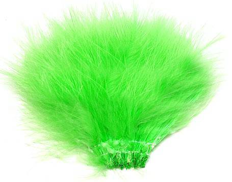 Strung Turkey Marabou 4-5" Dyed Fluorescent Green - Per 1/2 lb