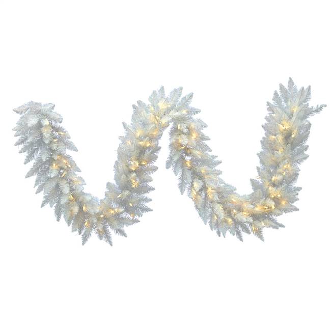 9' X 14" Sparkle Wh Garland 100LED WmWht