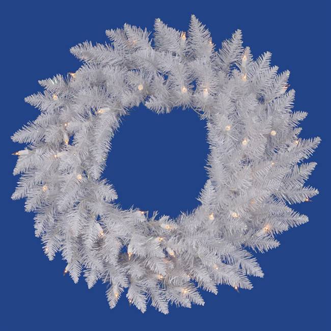 36" White Spruce Wreath Dura-Lit 100CL