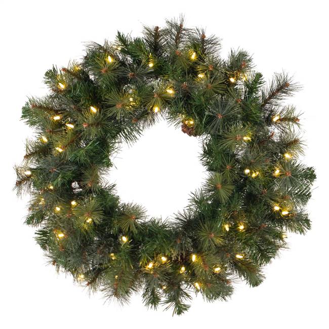 36" Modesto Mix Pine Wreath 100CL DuraLt