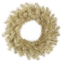 24" White/Gold Tinsel Wreath 120T